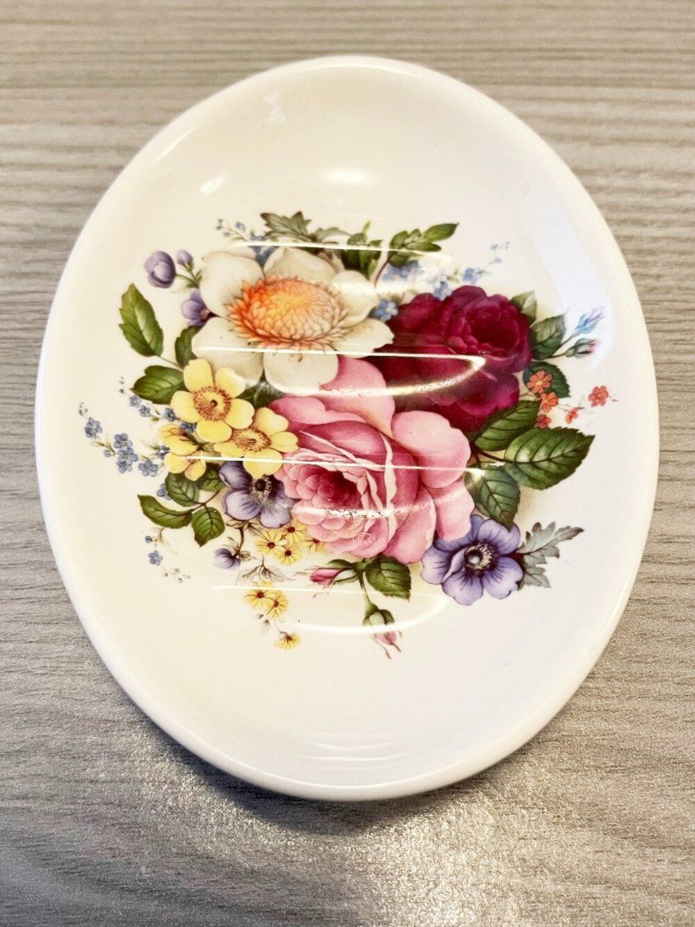 Crownford Floral Soap Dish Made in England Vintage Cottagecore Roses Garden